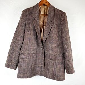 Vintage KGR Tweed Plaid Check Blazer